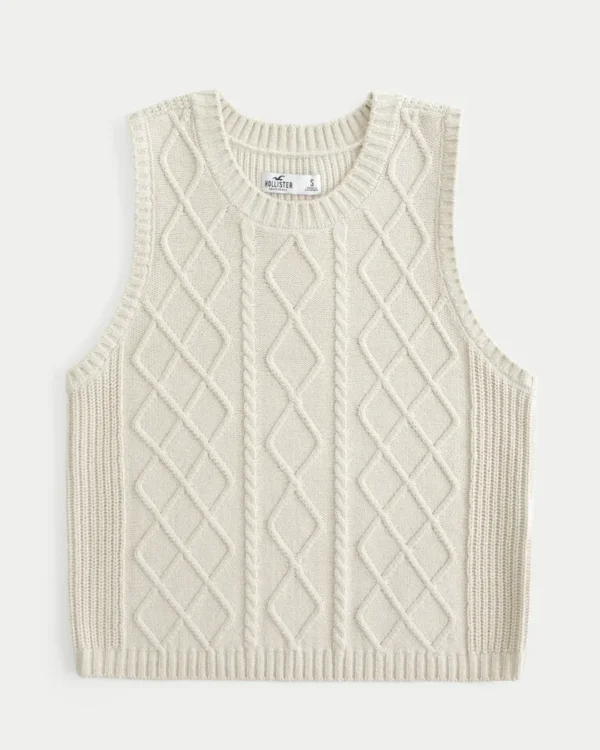 Cable-Knit Crew Sweater Vest