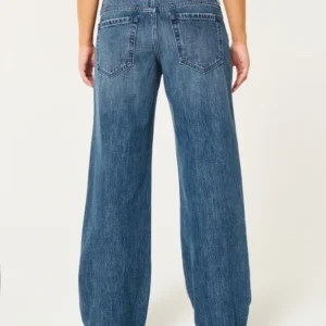 Low-Rise Ripped Dark Wash Baggy Jeans