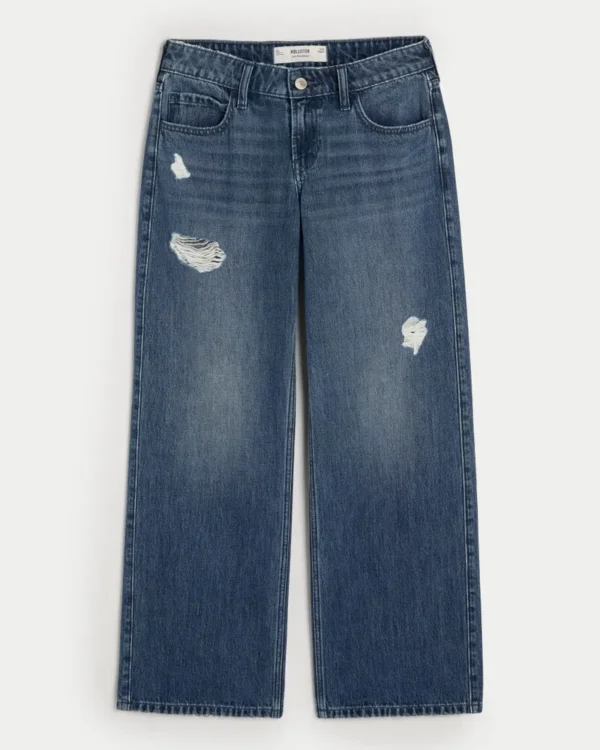 Low-Rise Ripped Dark Wash Baggy Jeans - Image 4