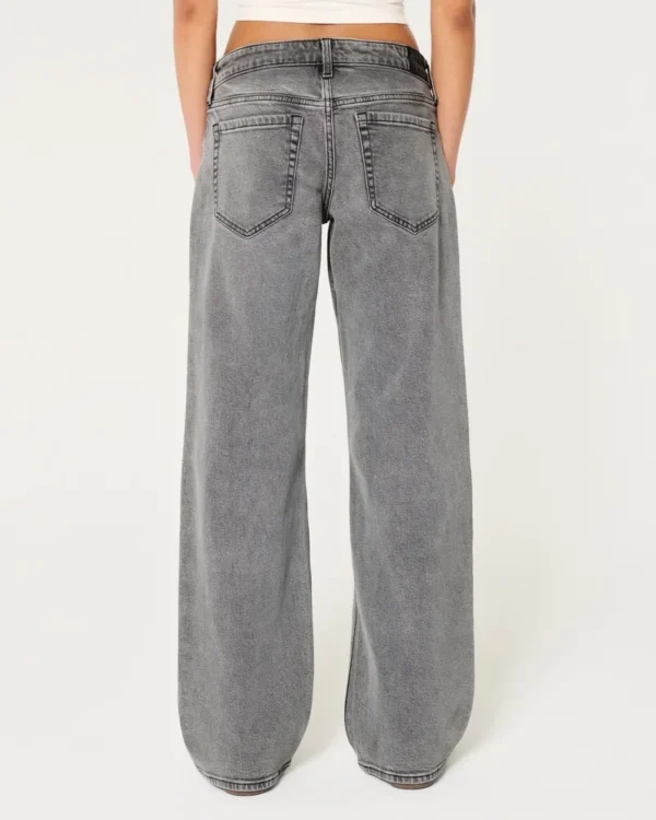 Low-Rise Washed Grey Baggy Jeans - Image 2